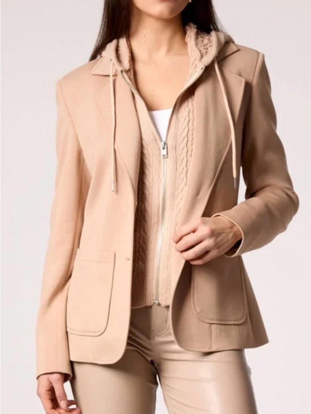 Blue Revival Toasty Cable Knit Blazer Camel Size S